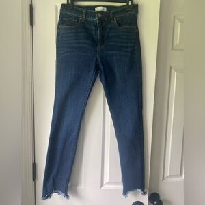Loft Mid-Wash Skinny Crop Jeans with Raw Hem Size 4/27